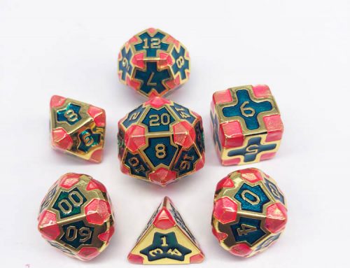 Nian Two Tone Color Inlayed Metal Dice Pink And Green