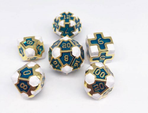 Nian 7PCS D&D Metal Dice Two Tone Color White And Green