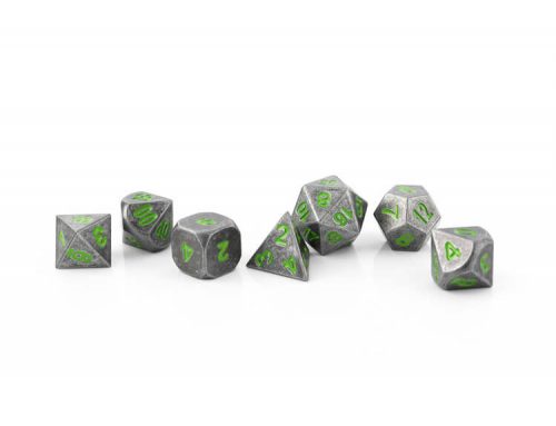 Nian Classic DND Metal Dice (Black Plating/Green)