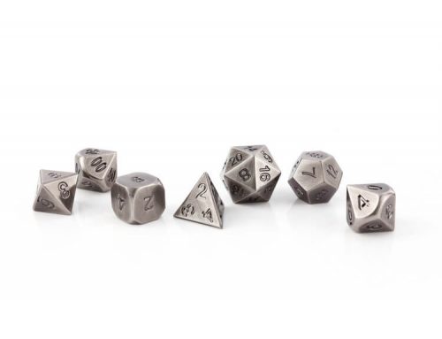 Nian Dungeons and Dragons Polyhedral Custom Metal Dice (Antique Silver)